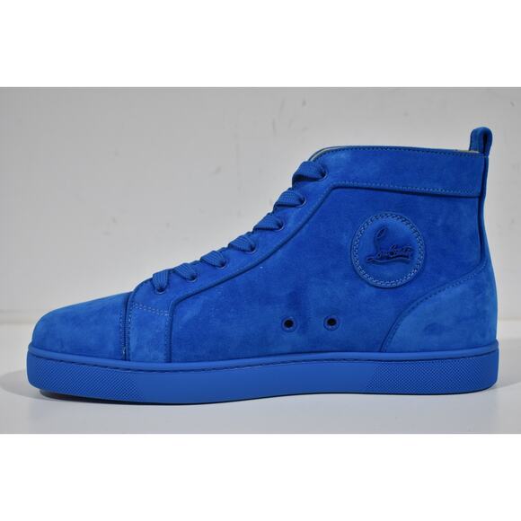 Christian Louboutin Louis Orlato Flat Alize Blue Suede High Top Sneaker 43 10 - Picture 5 of 8